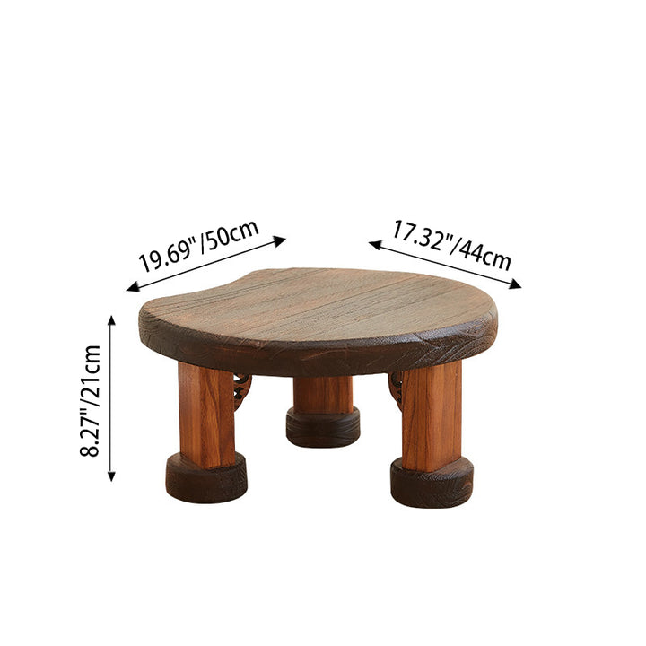 Traditioneller japanischer rechteckiger Couchtisch aus massivem Holz in Halbmondform mit 1 Ebene für das Wohnzimmer 