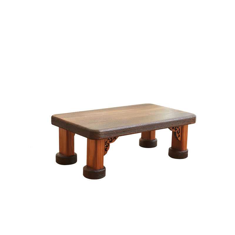Traditioneller japanischer rechteckiger Couchtisch aus massivem Holz in Halbmondform mit 1 Ebene für das Wohnzimmer 