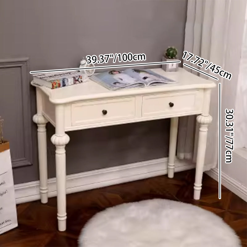 Moderne minimalistische Schminktisch aus Kiefernholz mit rechteckiger runder Form und 2 Schubladen für das Schlafzimmer 