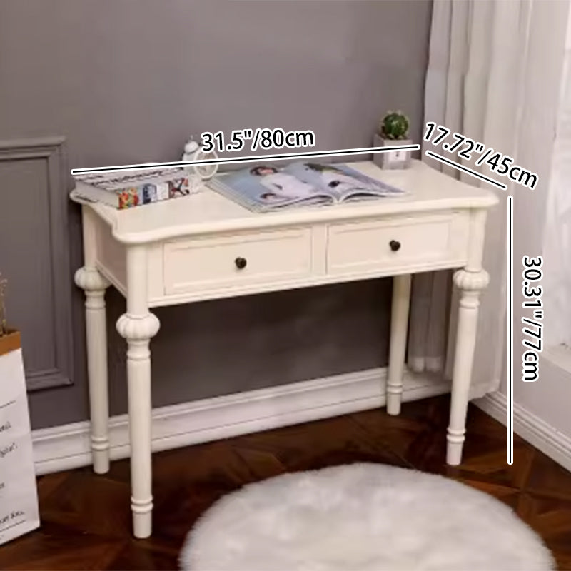 Moderne minimalistische Schminktisch aus Kiefernholz mit rechteckiger runder Form und 2 Schubladen für das Schlafzimmer 