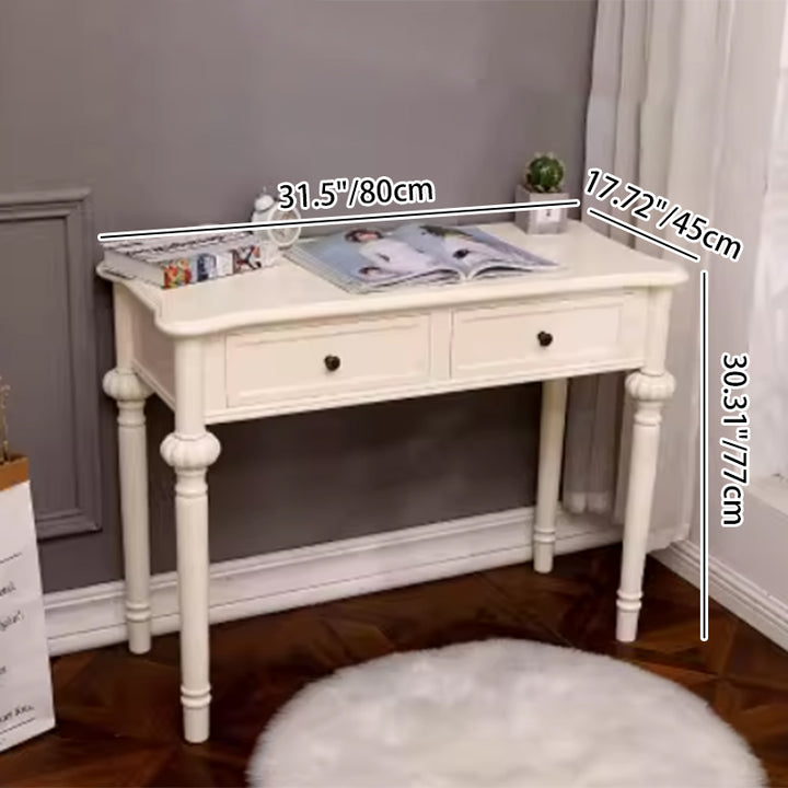 Moderne minimalistische Schminktisch aus Kiefernholz mit rechteckiger runder Form und 2 Schubladen für das Schlafzimmer 