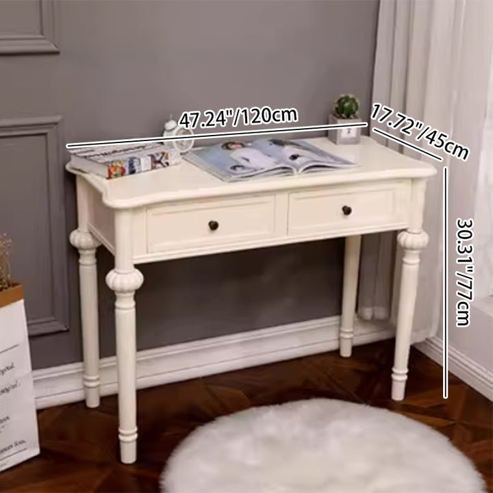 Moderne minimalistische Schminktisch aus Kiefernholz mit rechteckiger runder Form und 2 Schubladen für das Schlafzimmer 