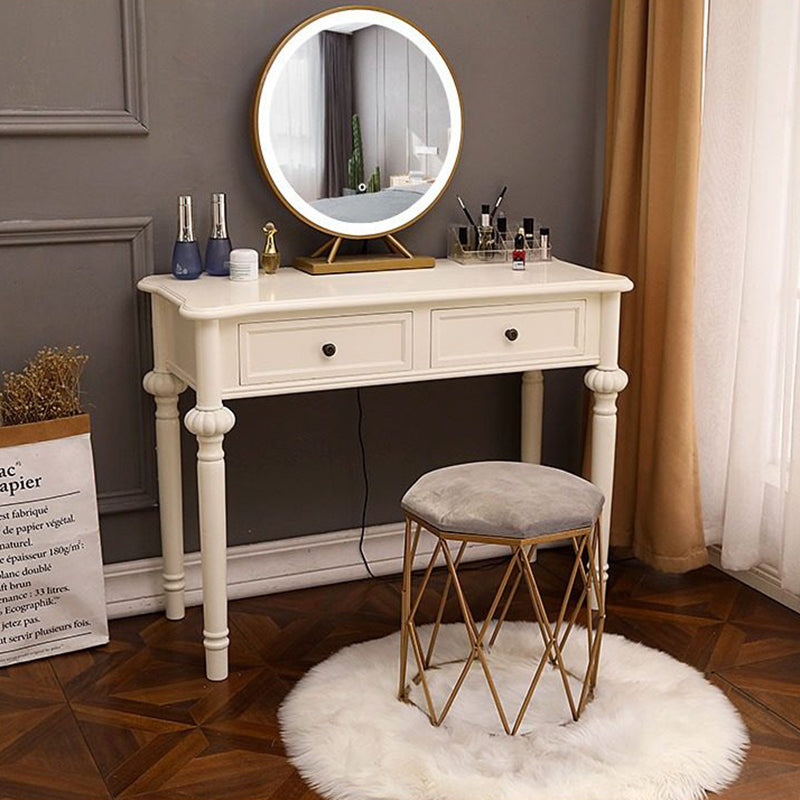 Moderne minimalistische Schminktisch aus Kiefernholz mit rechteckiger runder Form und 2 Schubladen für das Schlafzimmer 
