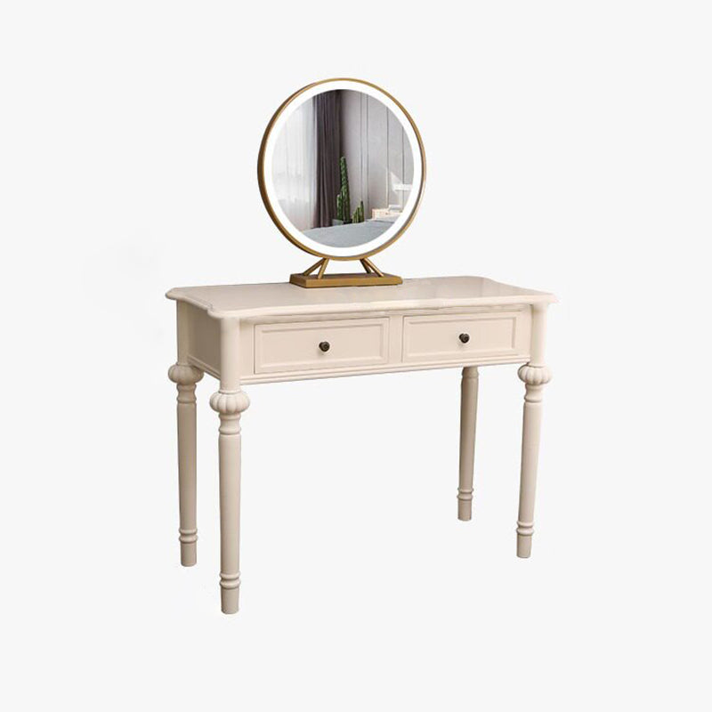Moderne minimalistische Schminktisch aus Kiefernholz mit rechteckiger runder Form und 2 Schubladen für das Schlafzimmer 