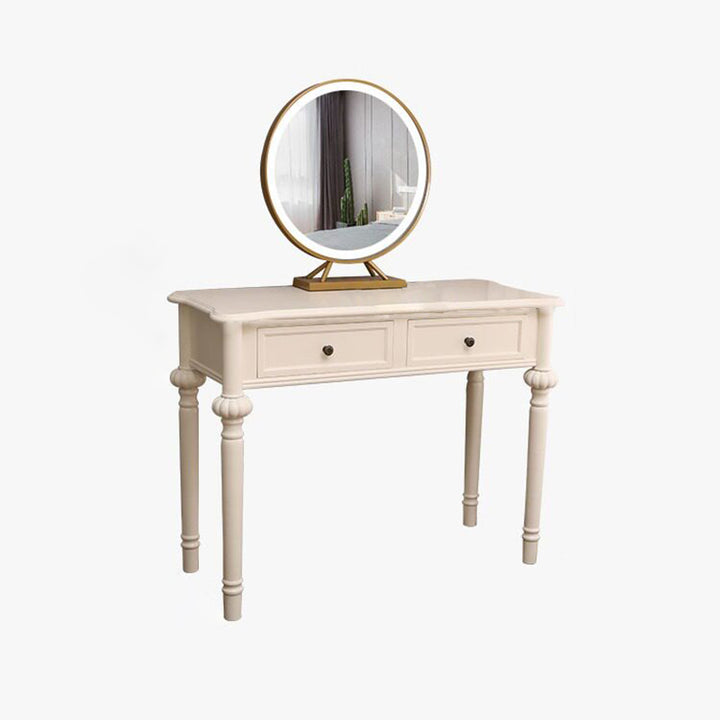 Moderne minimalistische Schminktisch aus Kiefernholz mit rechteckiger runder Form und 2 Schubladen für das Schlafzimmer 