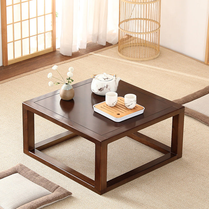 Table basse carrée traditionnelle japonaise en bois d’ingénierie, 1 niveau, pour salon 