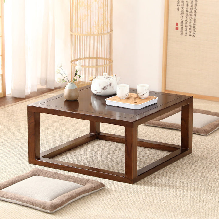 Table basse carrée traditionnelle japonaise en bois d’ingénierie, 1 niveau, pour salon 