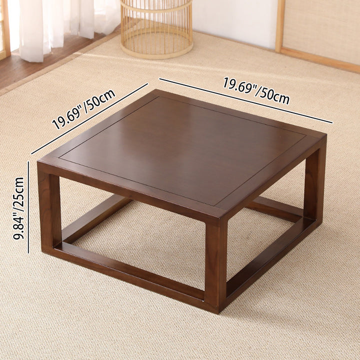 Table basse carrée traditionnelle japonaise en bois d’ingénierie, 1 niveau, pour salon 