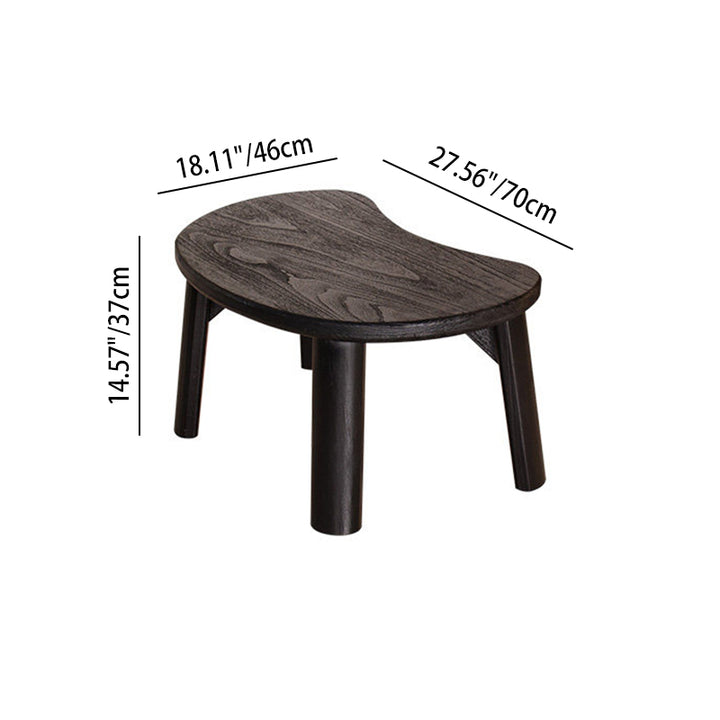 Traditional Japanese Paulownia Wood Bean-Shaped Curved Coffee Table 1-Tier For Living Room