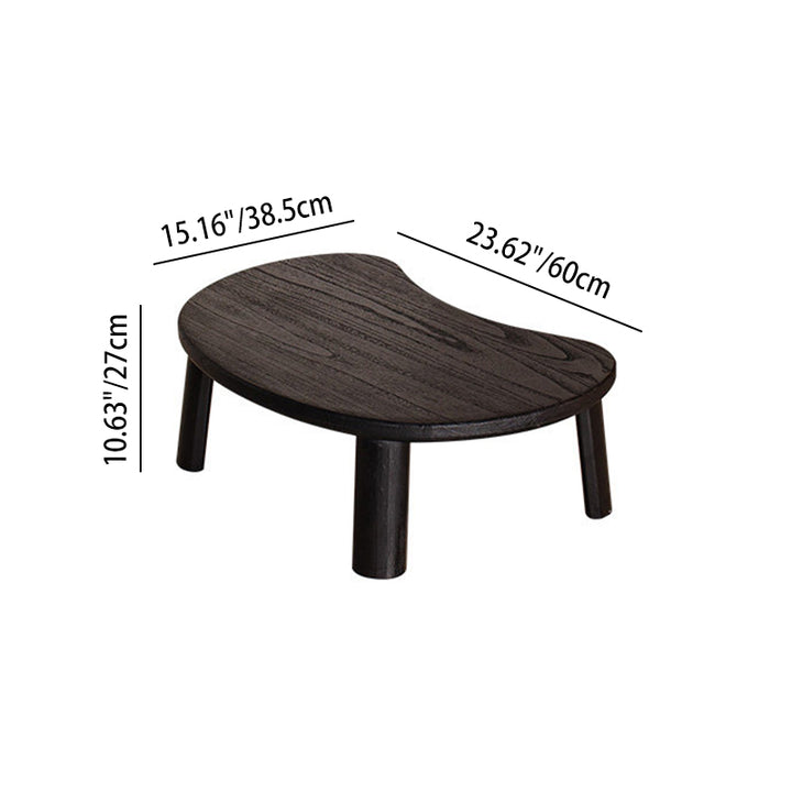 Traditional Japanese Paulownia Wood Bean-Shaped Curved Coffee Table 1-Tier For Living Room