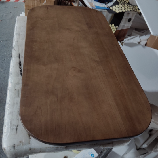 Table basse rectangulaire arrondie à 1 niveau en bois de pin chinois traditionnel pour salon 