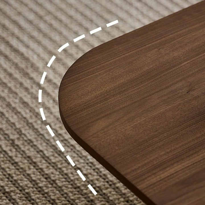 Table basse rectangulaire arrondie à 1 niveau en bois de pin chinois traditionnel pour salon 