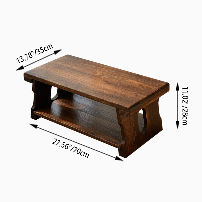 Traditioneller japanischer Kaffeetisch aus Paulownia-Holz, klappbar, rechteckig, 2-stufig für das Wohnzimmer 