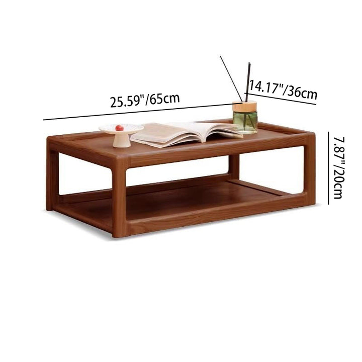 Table basse rectangulaire moderne minimaliste en bois de chêne, 2 niveaux, pour salon 