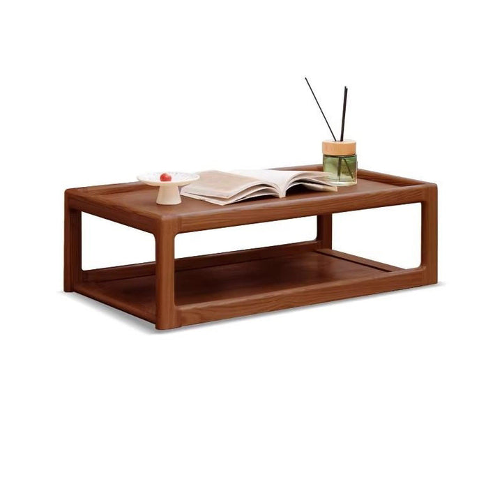 Table basse rectangulaire moderne minimaliste en bois de chêne, 2 niveaux, pour salon 