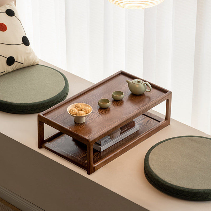 Table basse rectangulaire moderne minimaliste en bois de chêne, 2 niveaux, pour salon 