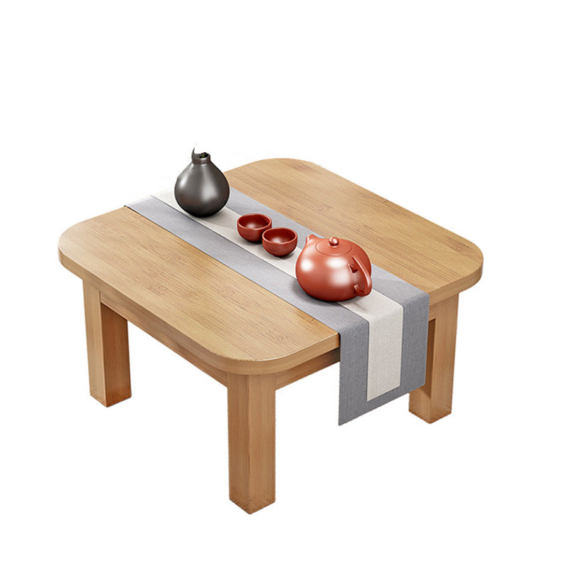 Traditional Japanese Bamboo Rounded Square Coffee Table 1-Tier For Living Room