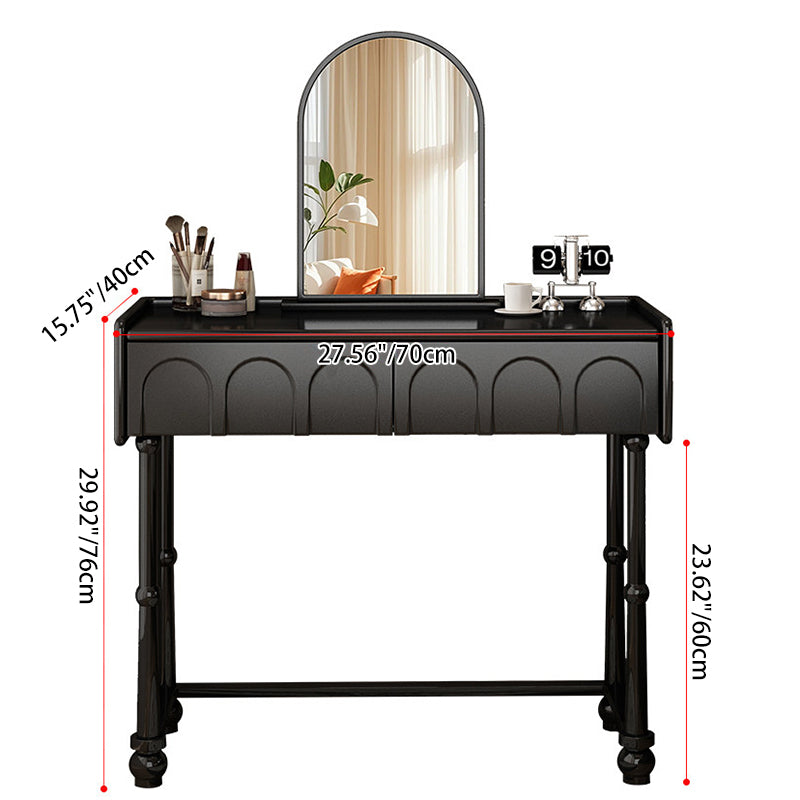 Traditioneller Vintage-Sperrholz-Kiefer-Glas-Bogenspiegel-Rechteck-Make-up-Schminktisch mit 1/2 Schubladen für das Schlafzimmer 