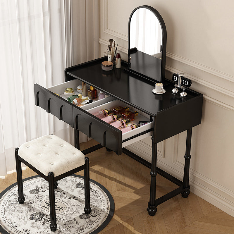 Traditioneller Vintage-Sperrholz-Kiefer-Glas-Bogenspiegel-Rechteck-Make-up-Schminktisch mit 1/2 Schubladen für das Schlafzimmer 