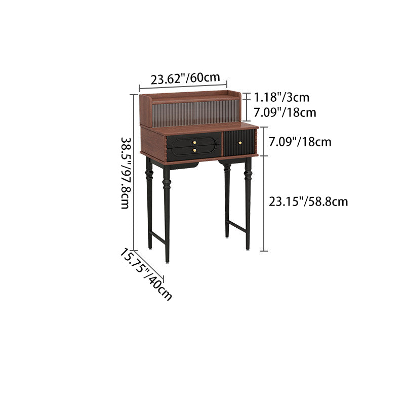 Traditional French Plywood Cylindrical Rectangular Makeup Vanity 3-Drawer For Bedroom