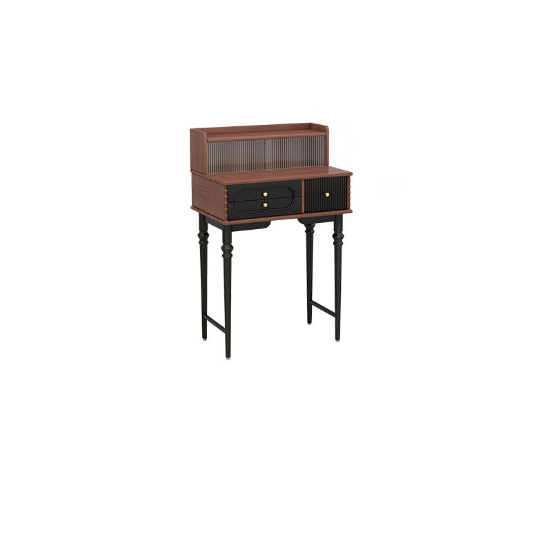 Traditional French Plywood Cylindrical Rectangular Makeup Vanity 3-Drawer For Bedroom
