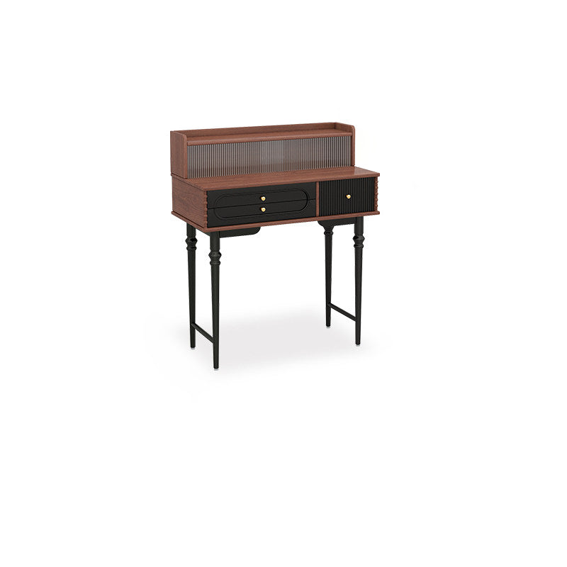 Traditional French Plywood Cylindrical Rectangular Makeup Vanity 3-Drawer For Bedroom