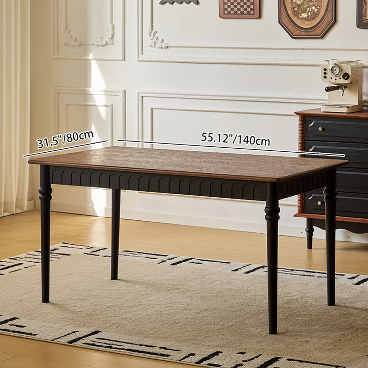 Traditional French Rubberwood Rectangular Cylindrical Dining Table 1-Tier For 4-6 Seats