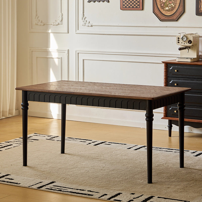 Traditional French Rubberwood Rectangular Cylindrical Dining Table 1-Tier For 4-6 Seats