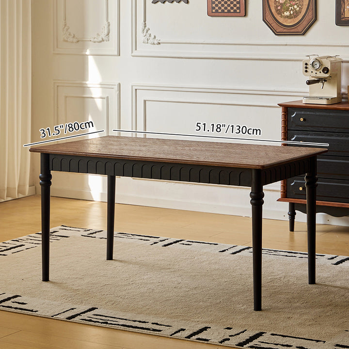 Traditional French Rubberwood Rectangular Cylindrical Dining Table 1-Tier For 4-6 Seats