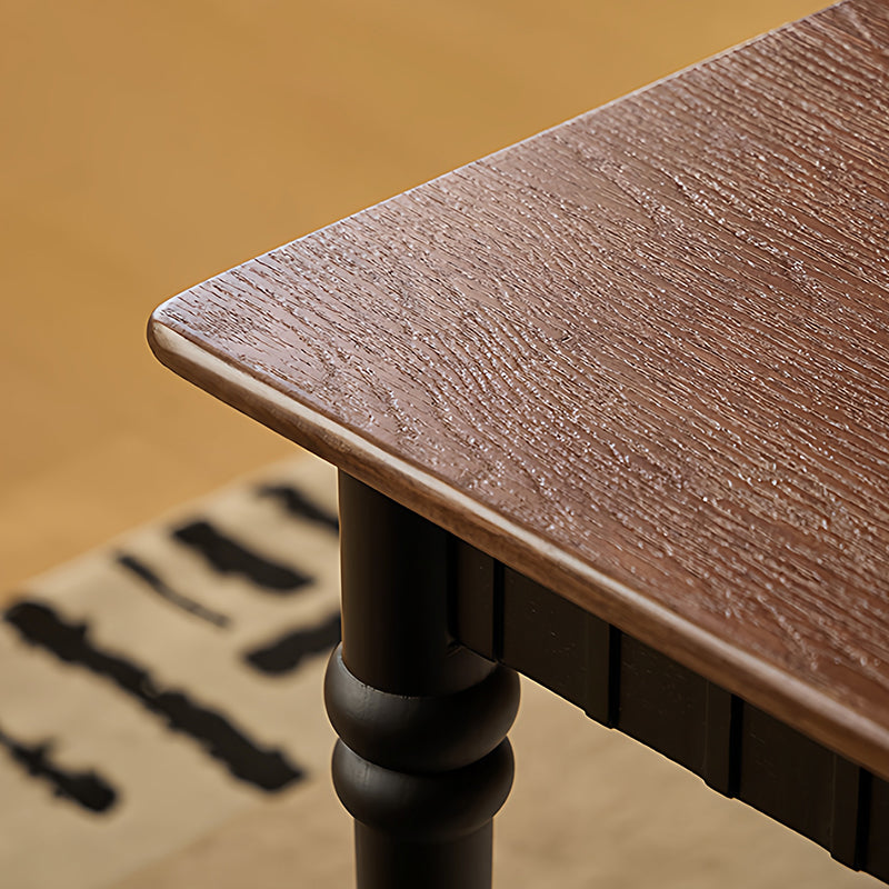 Traditional French Rubberwood Rectangular Cylindrical Dining Table 1-Tier For 4-6 Seats