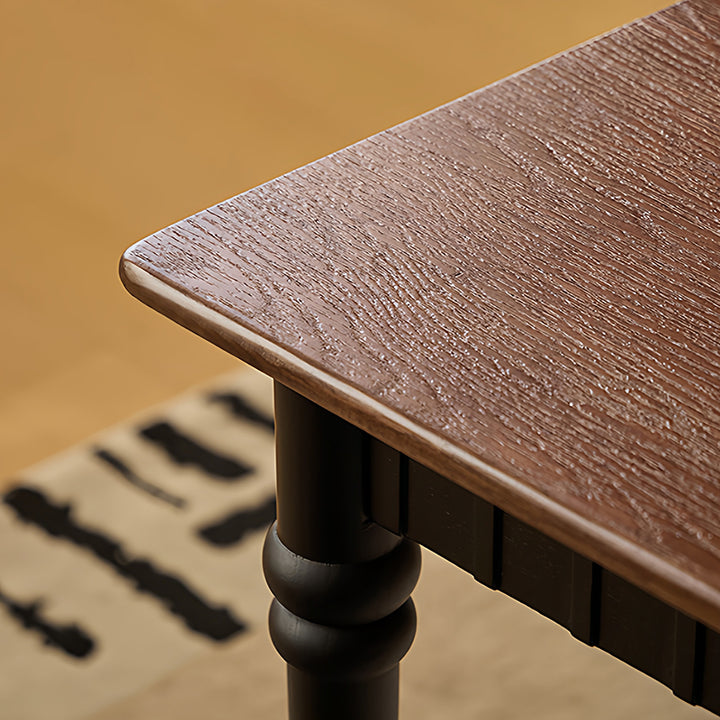 Traditional French Rubberwood Rectangular Cylindrical Dining Table 1-Tier For 4-6 Seats