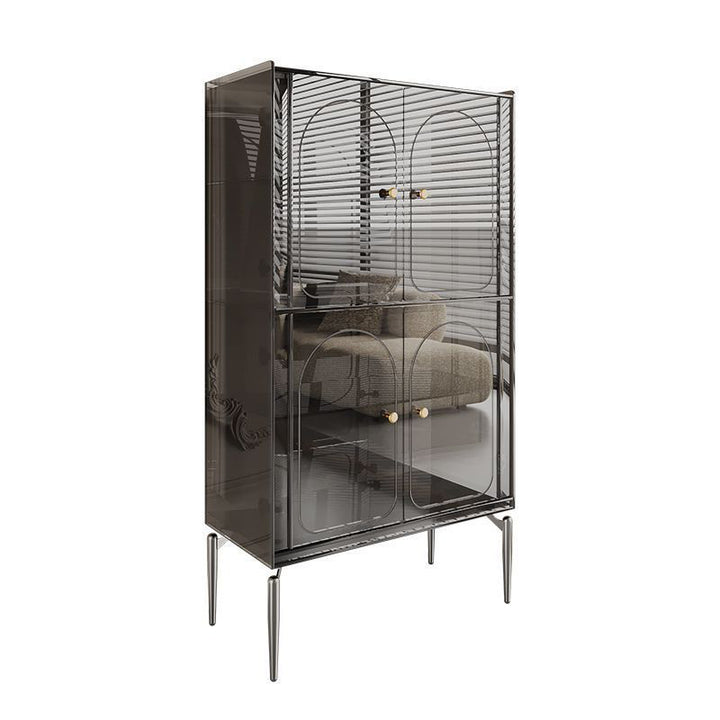 Moderno gabinete de almacenamiento rectangular de acero al carbono acrílico de lujo con 2/4 niveles para sala de estar 
