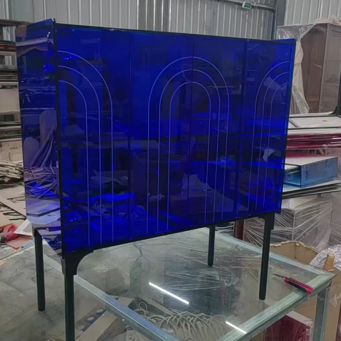 Moderno gabinete de almacenamiento rectangular de acero al carbono acrílico de lujo con 2/4 niveles para sala de estar 