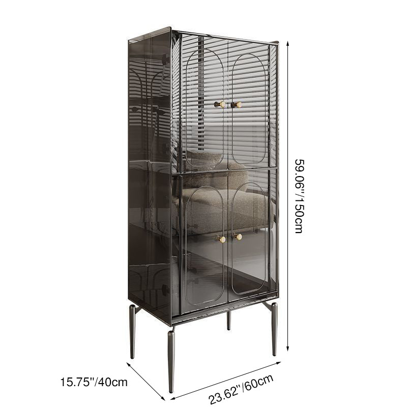 Moderno gabinete de almacenamiento rectangular de acero al carbono acrílico de lujo con 2/4 niveles para sala de estar 