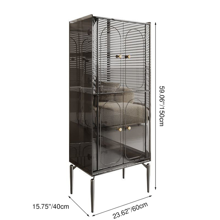 Moderno gabinete de almacenamiento rectangular de acero al carbono acrílico de lujo con 2/4 niveles para sala de estar 