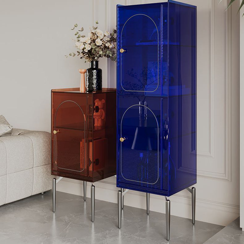 Moderno gabinete de almacenamiento rectangular de acero al carbono acrílico de lujo con 2/4 niveles para sala de estar 