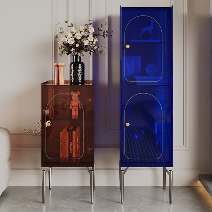 Moderno gabinete de almacenamiento rectangular de acero al carbono acrílico de lujo con 2/4 niveles para sala de estar 