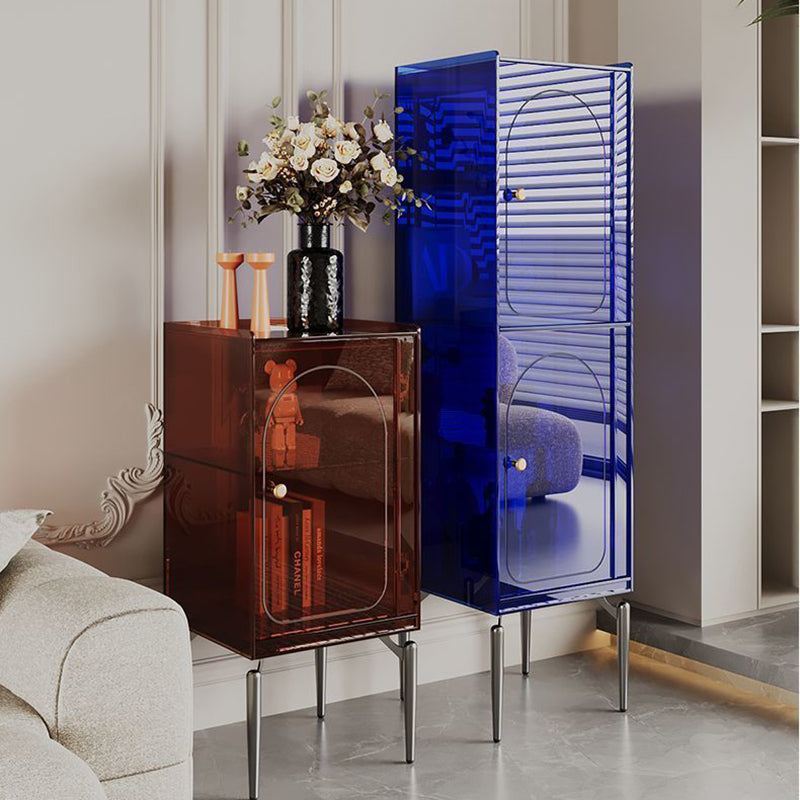 Moderno gabinete de almacenamiento rectangular de acero al carbono acrílico de lujo con 2/4 niveles para sala de estar 