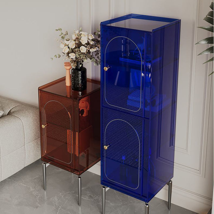 Moderno gabinete de almacenamiento rectangular de acero al carbono acrílico de lujo con 2/4 niveles para sala de estar 