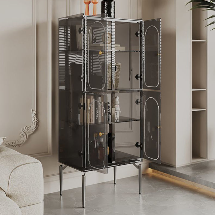 Moderno gabinete de almacenamiento rectangular de acero al carbono acrílico de lujo con 2/4 niveles para sala de estar 