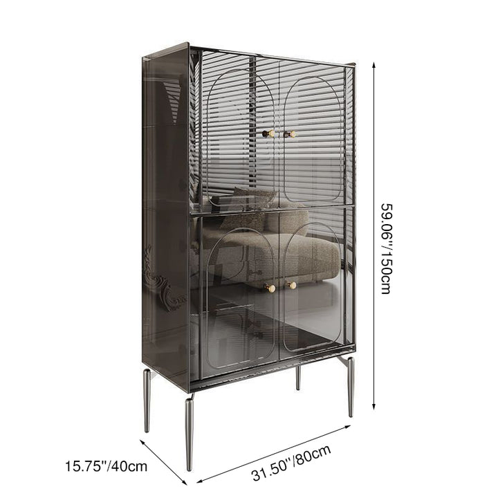 Moderno gabinete de almacenamiento rectangular de acero al carbono acrílico de lujo con 2/4 niveles para sala de estar 