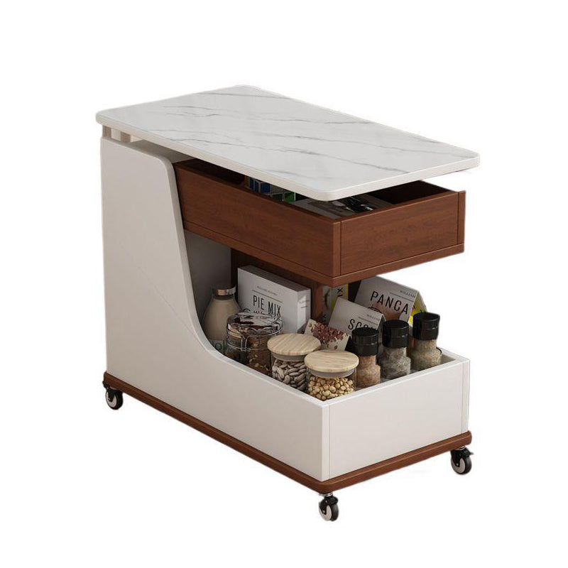 Modern Minimalist Eco Board Sintered Stone Metal Tempered Glass Movable Rectangular Coffee Table 3-Tiers For Living Room