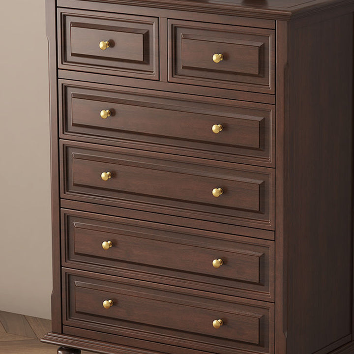 Gabinete de almacenamiento rectangular de madera contrachapada francesa tradicional de cerezo y pino con 4/5/6 cajones para sala de estar 
