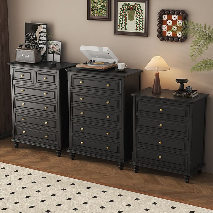 Traditional French Plywood Cherry Wood Pine Wood Rectangular Storage Cabinet With 4/5/6 Drawers For Living Room