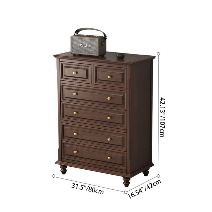 Gabinete de almacenamiento rectangular de madera contrachapada francesa tradicional de cerezo y pino con 4/5/6 cajones para sala de estar 