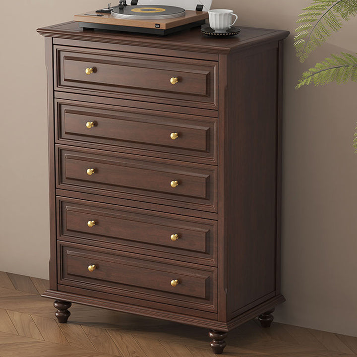 Gabinete de almacenamiento rectangular de madera contrachapada francesa tradicional de cerezo y pino con 4/5/6 cajones para sala de estar 