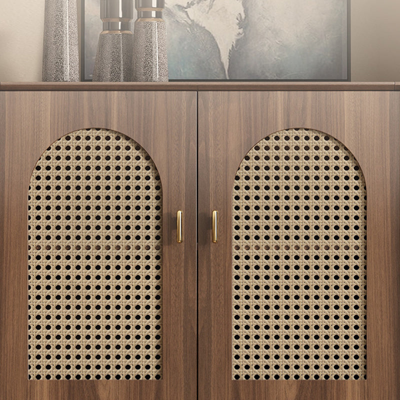 Traditional Chinese Particle Board Rubber Wood Rattan Glass Rectangular Cylindrical Storage Cabinet 2/4-Drawer For Living Room