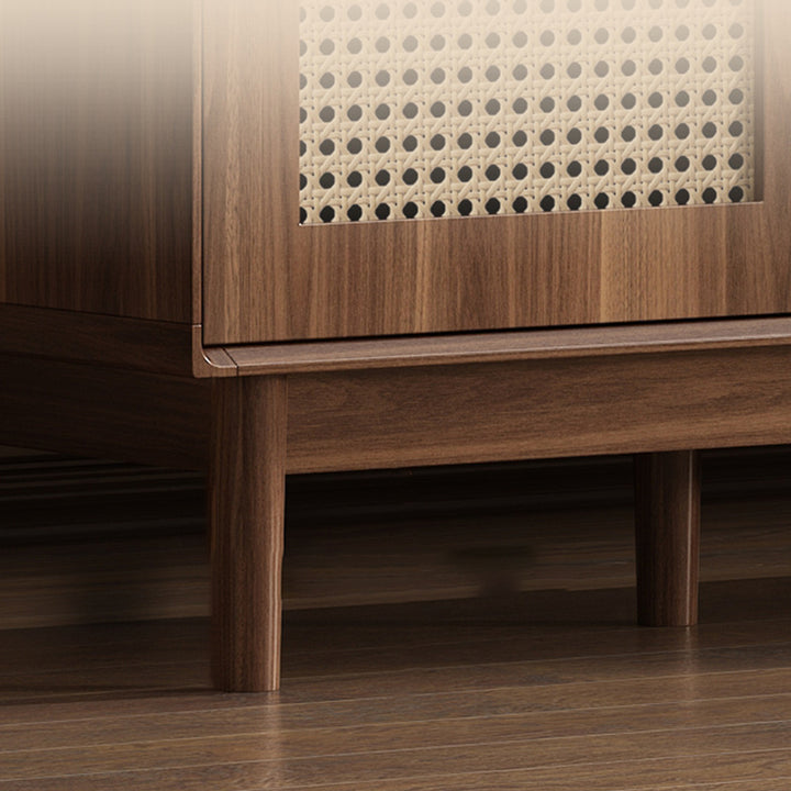 Traditional Chinese Particle Board Rubber Wood Rattan Glass Rectangular Cylindrical Storage Cabinet 2/4-Drawer For Living Room