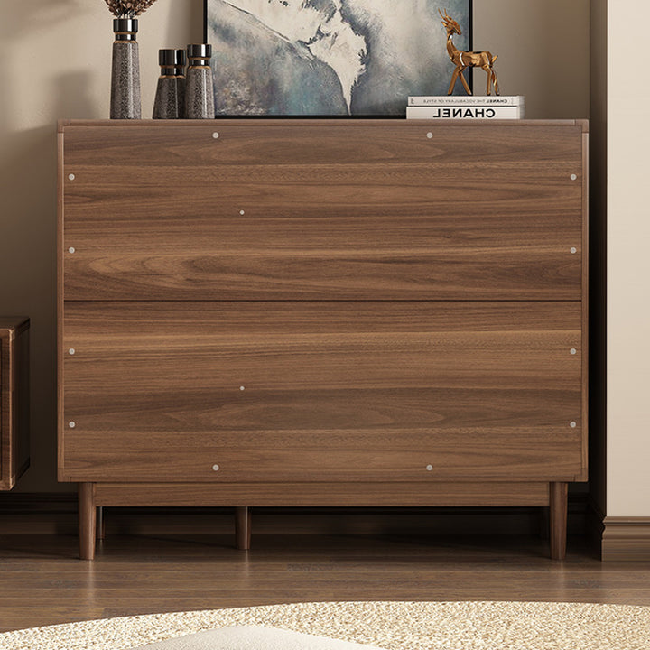 Traditional Chinese Particle Board Rubber Wood Rattan Glass Rectangular Cylindrical Storage Cabinet 2/4-Drawer For Living Room