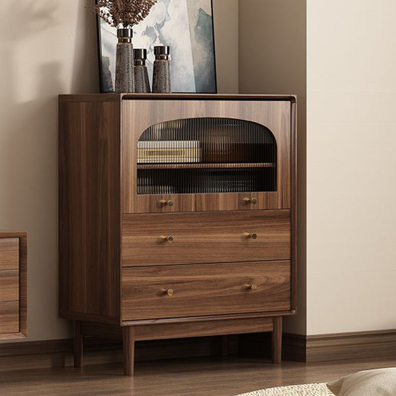 Traditional Chinese Particle Board Rubber Wood Rattan Glass Rectangular Cylindrical Storage Cabinet 2/4-Drawer For Living Room